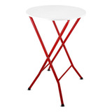 Mesa Bistrô Dobrável Alta De Bar Miami Tampo 60cm Vermelha Cor Vermelho/branco