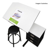 Mesa Branca Vip Prancheta Desenho 3 Gavetas Banqueta C.a Cor Branco