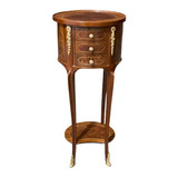 Mesa Cabeceira Criado Pequeno Madeira Maciça Oval Marchetado