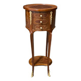Mesa Cabeceira Redonda Francesa 30cm Madeira Classico Luxo