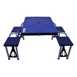 Mesa Camping Dobrável Alumínio Tipo Maleta Com 4 Banquetas