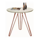 Mesa Canto Lateral Jade Tampo Laqueado Base De Aço Cm Decor