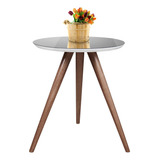 Mesa Canto Lateral Redonda Espelho Pe Palito Alt 70 Cm