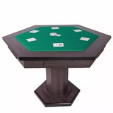 Mesa Carteado Sextavada 6 Gavetas Em Ébano Mdf Procopio Nova
