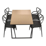 Mesa Com 4 Cadeiras Allegra 1,20m Lâmina Mel Sala Vintage