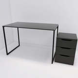 Mesa Com Prateleira 90cm Home Office Estudo C Gaveteiro