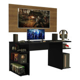 Mesa Computador Gamer 9409 Madesa E Painel Tv Até 50 Pol Pru Cor Preto/rustic