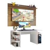 Mesa Computador Gamer Madesa 9409 Painel Tv Até 65 Pol Bru Cor Branco