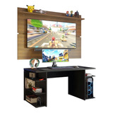 Mesa Computador Gamer Madesa 9409 Painel Tv Até 65 Pol Pru Cor Preto/rustic