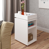 Mesa De Apoio Lateral Com Nicho Artely Olivia Cor Branco