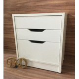 Mesa De Cabeceira Chão 3 Gavetas Mdf 15mm Brancotx 40x45x30