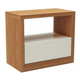 Mesa De Cabeceira Com 01 Gaveta Dalla Costa Tw140 100% Mdf Cor Freijó/off White