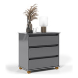 Mesa De Cabeceira Mini Cômoda 3 Gavetas Ej Móveis Tampo Mdf