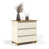 Mesa De Cabeceira Mini Cômoda 3 Gavetas Ej Móveis Tampo Mdf