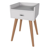 Mesa De Cabeceira Retrô Pé Palito Mesinha Canto Mdf Gaveta