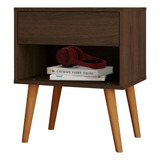 Mesa De Cabeceira Villare Jacaranda Mdf Pés Madeira Retro
