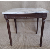 Mesa De Canto Antiga Luiz Xv Madeira De Lei & Tampo Marmore 