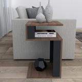 Mesa De Canto Para Sala Nogueira E Preto