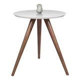 Mesa De Canto Tampo 45 Cm Redondo Com Vidro Pé Palito 