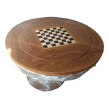Mesa De Carteado 3 Em 1 Xadrez E Dama Madeira Cumaru 1.20 D