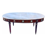 Mesa De Centro Antiga Estilo Luis Xv Em Madeira E Mármore