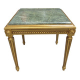 Mesa De Centro Dourado Com Tampo Em Mármore - 59x61cm