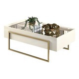 Mesa De Centro Espelhada Para Sala De Estar D04 Sírius Creme