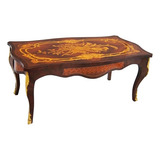 Mesa De Centro Luiz Xv Madeira Marchetado Imbuia Belissima