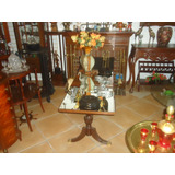 Mesa De Centro Pata De Leão Com Aplique De Bronze Antiga