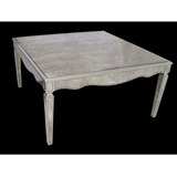Mesa De Centro Quadrada Espelhado Envelhecido Detalhes Prata