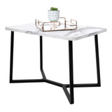 Mesa De Centro Retangular Moderna Tampo Mdf Mármore 60x40cm