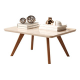 Mesa De Centro Sala Com Pés Madeira Maciça Retangular Decor