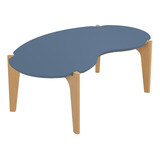 Mesa De Centro Sala De Estar Florida 1,05m Azul Lord/freijó