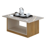 Mesa De Centro Veneza C/ Tampo De Vidro Valdemóveis Cinamomo