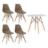 Mesa De Jantar 90cm Eiffel Com 4 Cadeiras Cor Preto Madeira 