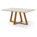 Mesa De Jantar Bela 120x80cm Tampo Vidro/mdf Base Madeira