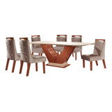 Mesa De Jantar C/ Tampo De Vidro Safira 6 Cadeiras Cb