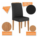 Mesa De Jantar C/vidro Ravena 4 Cadeiras Cinam/off/preto-m A Cor Cinamomo/off White/preto 06