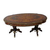 Mesa De Jantar Classica Cravejado Bronze Marchetaria Madeira