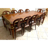 Mesa De Jantar Classico Europeu Madeira De Lei Marchetaria