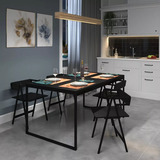 Mesa De Jantar Estilo Industrial 1,20x90 Retrô Aço Cor Da Tampa Preto E-led