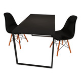 Mesa De Jantar Estilo Industrial 90x60 + 2 Cadeiras Eames