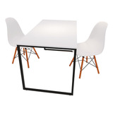 Mesa De Jantar Estilo Industrial 90x60 + 2 Cadeiras Eames