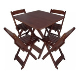 Mesa De Jantar Madeira 70x70 4 Cadeiras
