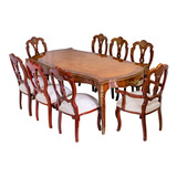 Mesa De Jantar Madeira De Lei Marchetada Cravejada Bronze 