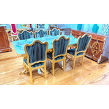 Mesa De Jantar Madeira Entalhes Folha Ouro Tampo Marmore Lux