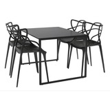 Mesa De Jantar Quadrada 120x90 C 4 Cadeiras Allegra Cores Pr