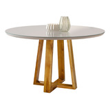 Mesa De Jantar Redonda Natalle Tampo Vidro 120cm Móveis Mix