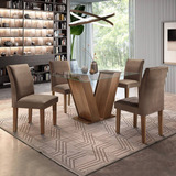 Mesa De Jantar Tampo De Vidro E 4 Cadeiras Classic Cel Chwt