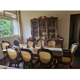 Mesa De Madeira Jacandá Com 8 Cadeiras E Cristaleira